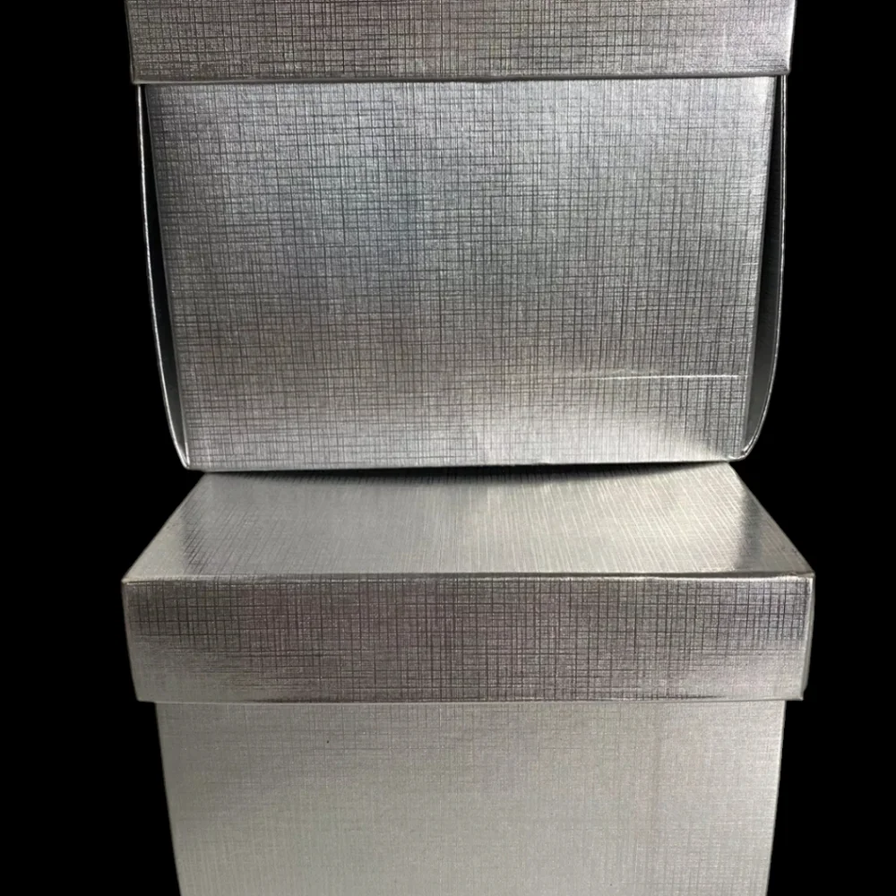 2 Bergdorf Goodman Silver Logo Gift Boxes 6.5x6.5x5.5 + Larger 12x6x5
